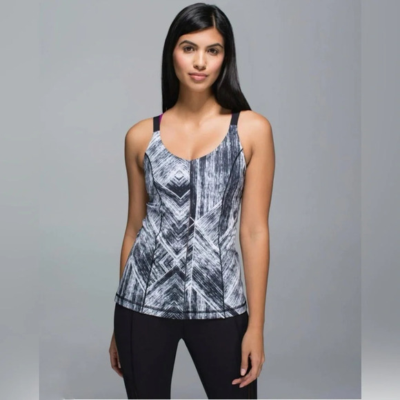 Lululemon Hot to Street Tank Top Black Purple Size 6 Yoga Tank - Picture 1 of 7